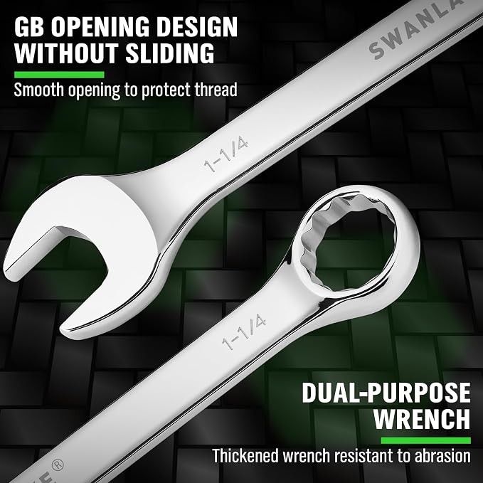 SAE Wrench Set, Large Wrench Set, 6-Piece 15/16″, 1", 1-1/16", 1-1/8", 1-3/16", 1-1/4" Long Big Box End Wrenches Tools Set with Rolling Pouch, 12 Point Combination Wrenches Sets