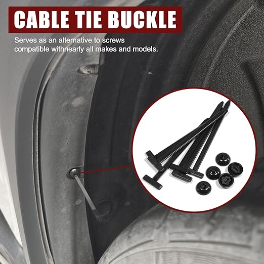 100 Pack Nylon Universal Cable Tie Buckle Zip Tie, Heavy Duty Self-Locking Push Pin with Button Fixion Tools, UV Resistant Plastic Rivet Fasteners for Car Auto Repair (Fender, Bumper, Trunk Liner)