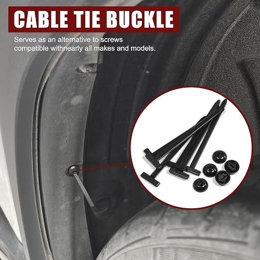 100 Pack Nylon Universal Cable Tie Buckle Zip Tie, Heavy Duty Self-Locking Push Pin with Button Fixion Tools, UV Resistant Plastic Rivet Fasteners for Car Auto Repair (Fender, Bumper, Trunk Liner)