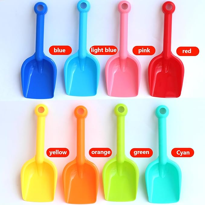 Beach Shovels for Kids 8 Pack，Heavy Duty Plastic Sand Shovels Tools for Toddlers，Spade Scoop Trowel Sand Toys for Kid Toddler Adult, Plastic Heavy Duty Garden Digging Scoop Snow Toys Accessories
