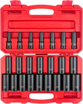 TEKTON 1/2 Inch Drive Impact Socket Set, 23-Piece | SID92330 | (10 - 32 mm), Deep, 6-Point, Case