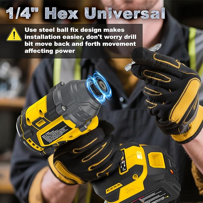 Cordless Impact Driver 2655In-lbs(300N·m) - 21V 1/4" Hex Chuck Brushless Hand Impact Driver With 2 x 4.0Ah Battery & Charger & 14 x Sockets Set & 10 x Screwdriver Bits for Home Projects & DIY