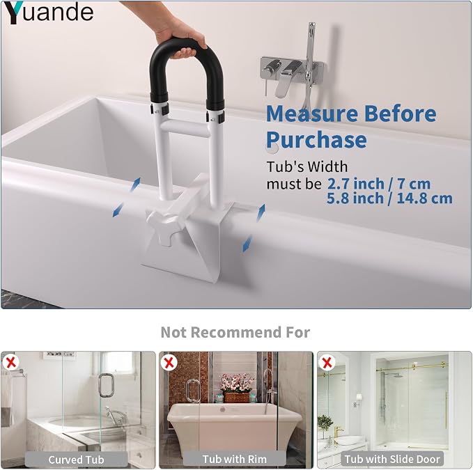 Bathtub Grab Bar,YuanDe 20x6 Inch Adjustable Bathtub Safety Rail