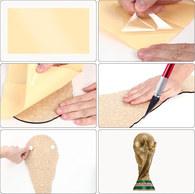 FIFA World Cup2026 Trophy Wooden Puzzle for Adults, 200 Pieces Irregular Shape Puzzle, 5MM Thick, Creative Collectible Jigsaw Puzzles Gift for Fans, Officially Licensed Product, 6.3 x 16