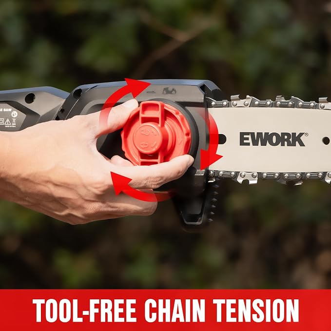 EWORK Electric Pole Saws for Tree Trimming 20V 8-Inch Cordless Pole Chainsaw, Extension to 14.8-Ft, 4-Angle Adjustable Head, Tool-Free Tensioning with 2x2.0Ah Battery & Fast Charger