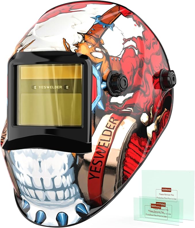 YESWELDER Auto Darkening Welding Helmet, Blue Light Blocking, 1/1/1/1 True Color Solar Powered Welding Hood with 2 Arc Sensors, Wide Shade 3.5/9-14 Welder Mask for TIG MIG ARC and Grind