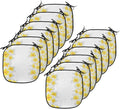 Lunarable Hawaiian Chair Cushion Pads Set 12, Frangipani Blossoms Exotic Nature Garden Plumeria Flower Frame Relaxation Theme, Anti-Slip Seat Padding for Kitchen & Patio, 16"x16", Yellow White