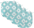 Lunarable Geometric Chair Seating Cushion Set of 4, Nested Diagonal Squares with Tiny Polka Dots Symmetric Repetition, Anti-Slip Seat Padding for Kitchen & Patio, 16"x16", White and Pale Teal