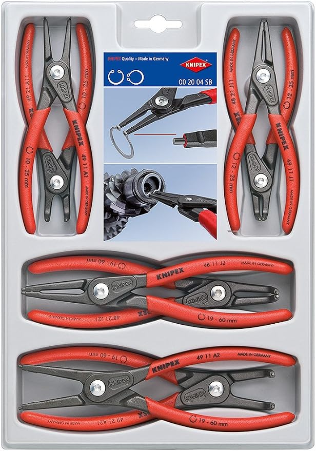 KNIPEX Precision Circlip Pliers 8-Piece Set + KNIPEX Cobra Combination Cutter and Needle Nose Pliers 4-Piece Set