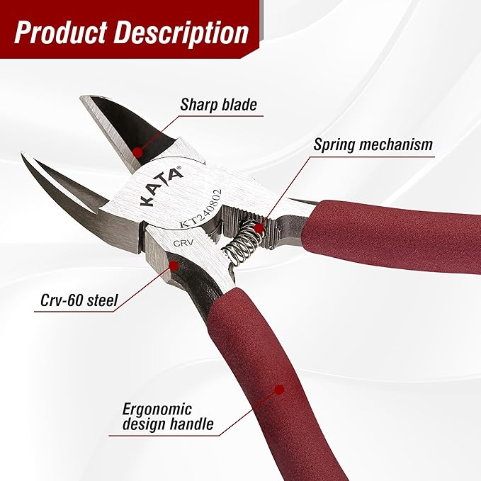 KATA 2-Pack Wire Cutters Set: 5 Inch Mini Micro Wire Cutter and 6 Inch Side Cutter for Electronics - Flush Cutting for Crafting Floral Models Jewelry Making DIY- Sharp Clean Cut Spring-loaded Plier