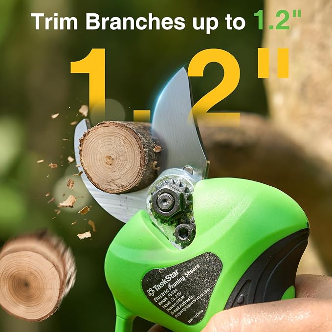 TaskStar 2-in-1 Electric Pruning Shears: 20V Cordless Pole Pruner 1.2" Cutting Diameter - 2 Pcs 4000mAh Battery, 9Ft Telescopic Pole, Extra SK5 Blade, 3 Modes Brushless Power Tree Pruner for Gardening