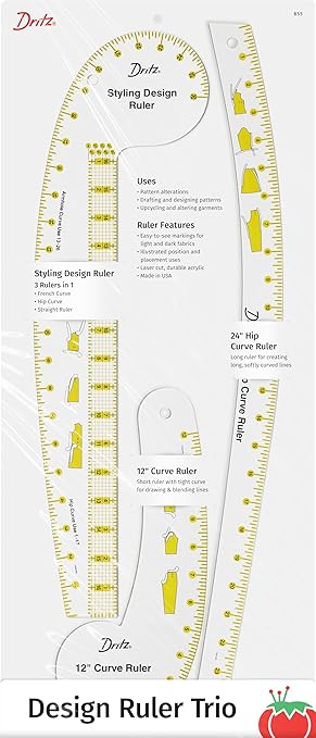 Dritz Design Ruler Trio with Styling Design, Curve & Hip Curve Rulers for Sewing