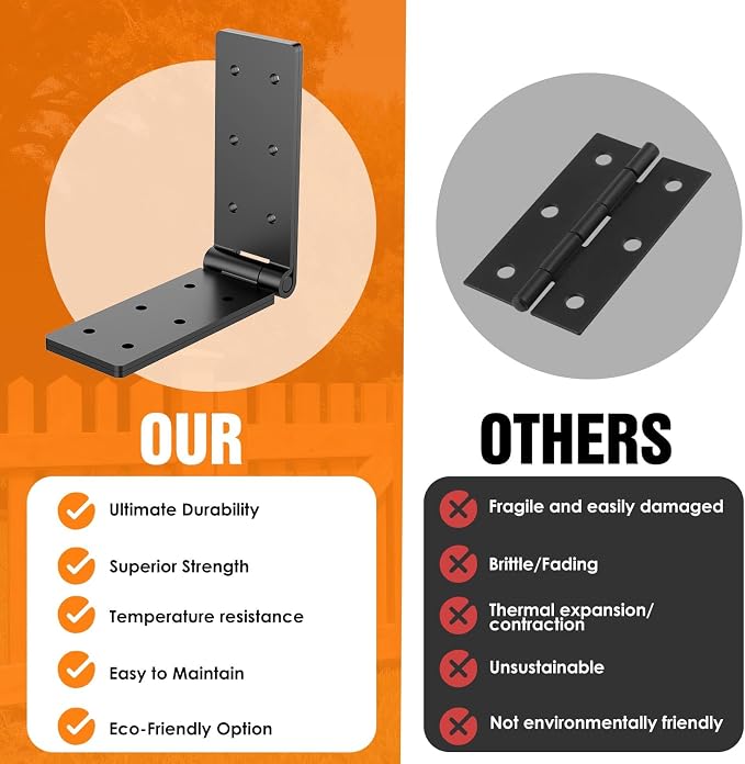 Heavy Duty Hinges 270 Degree Folding Hinge for Bifold Doors, Double-Layer Black Iron Outdoor Gate Hinge 6PCS