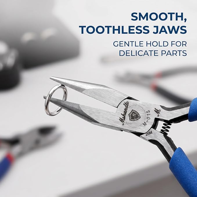 Smooth Jaw Needle Nose Pliers, mshandto 4.8" Non-Serrated High Carbon Steel Long Nose Pliers for Jewelry Making, Wire Bending & Craft DIY, Electronics Repair, Object Grasping Precision Pliers