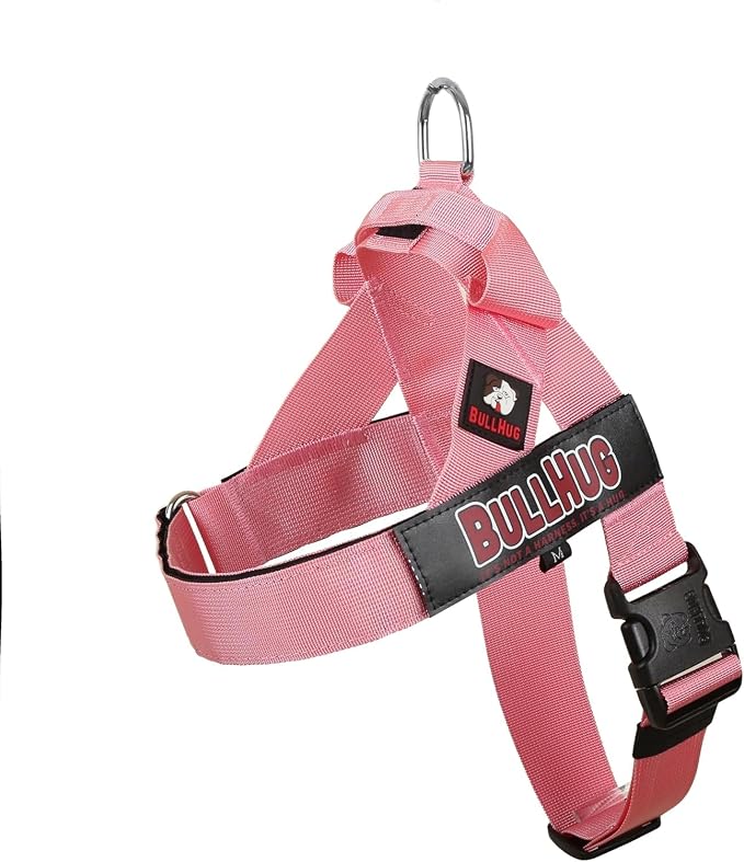 Adjustable Dog Harness– No Pull, No Choke – for English Bulldogs, French Bulldogs, Pugs & Broad-Chested Breeds – Easy, Safe Walks (Baby Pink, XL)