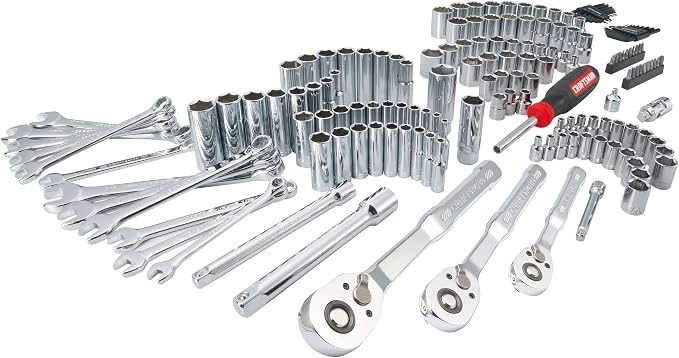 CRAFTSMAN Socket Set, 159 Piece Socket Wrench Set Mechanics Tools 1/4-in., 3/8-in., and 1/2-in(, 6 Point and 12 Point, 90-Tooth (CMMT12125)