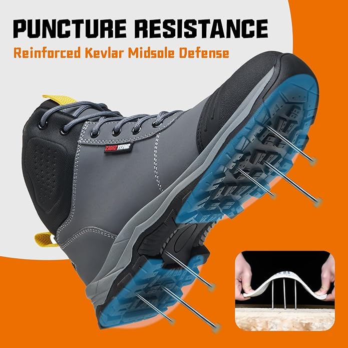 Work Boots for Men,Lightweight Breathable High Top Steel Toe Boots,Indestructible Steel Toe Shoes,Non Slip Safety Work Shoes.