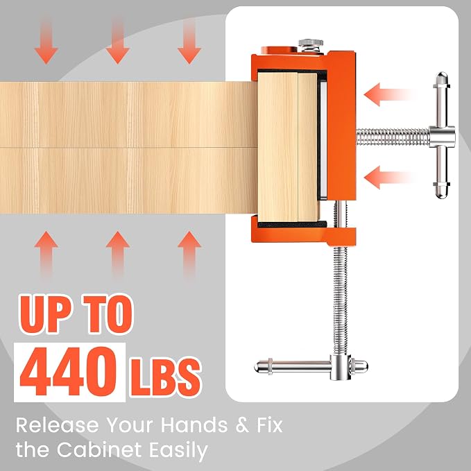 ECY Cabinet Clamps, Cabinet Face Frame Alignment Tool, 2 Pack, Orange | Anodized Aluminum Alloy, Professional Installation Clamps, For Woodworking, Cabinet Installation & DIY Projects
