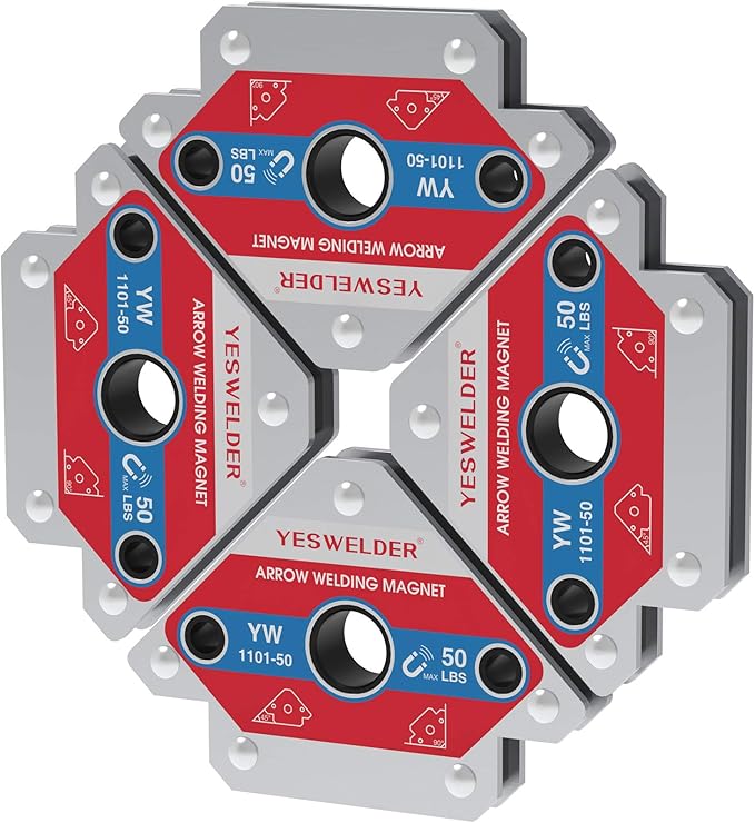 YESWELDER 50 LB Welding Magnet-4 Pieces of Magnetic Welding Holder 50 LBS Holding Power Welding Accessories