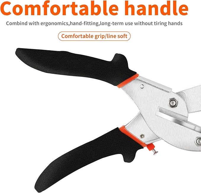 GARTOL Miter Shears, 45-135 Degree Adjustable Angle Scissors, Quarter Round Cutter Tool with Spare SK5 Blades, Trunking Shears for Cutting PVC, Trim and Softwood Moulding (Not for Hardwood)