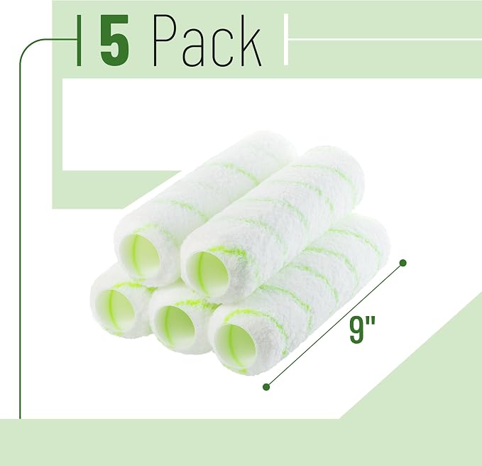 Bates- Paint Roller Covers, 9", 5 Pack, Olive Green Stripes, Covers for Paint Rollers 9 Inch, 9 Inch Paint Roller Covers, Paint Roller Cover, Paint Roller Covers 9 Inch, Large Paint Roller Covers