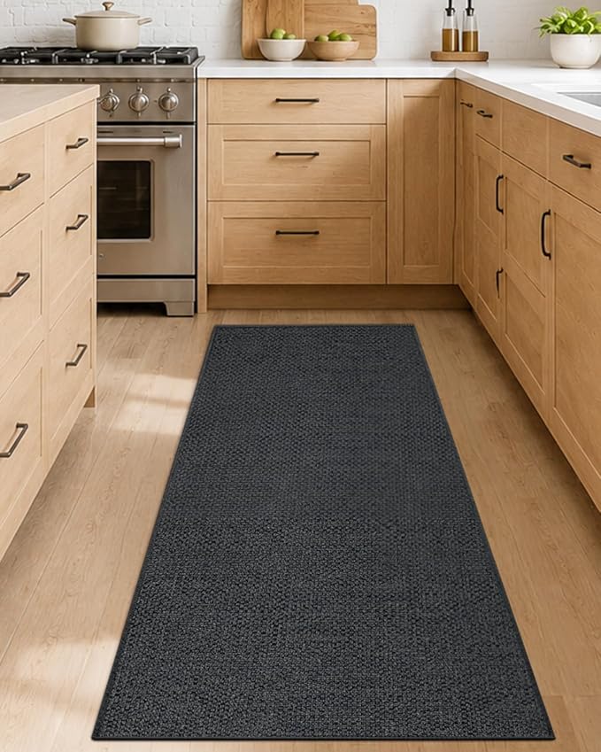 Color&Geometry Kitchen Rugs and Mats Non Slip Washable, Absorbent,Woven Kitchen Runner Rug Easy to Clean Kitchen Floor Mats for in Front of Sink, Laundry Room, Hallway, 24"x72", Dark Grey