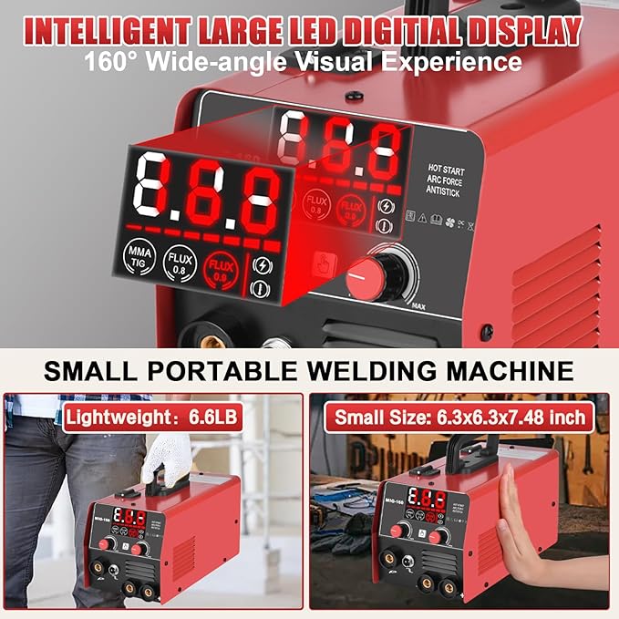 160Amp 3 IN 1 Welder, Flux Core Welder/Lift TIG/Stick Welding Machine, Auto Darkening Welding Glasses MIG Welder, Portable MINI Welder Machine 110V, Gasless MIG Welder with IGBT Inverter