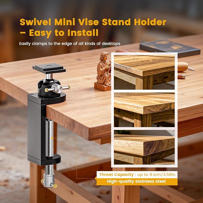WhiteRhino Mount Vise and Grinder,360° Rotating Bench Grinder Stand,Heavy-Duty Vise Floor Pedestal with 1.9" x 1.5"Mounting Plate,Compatible with Most Mini Vise Clamp,Grinders,Drill Press,etc
