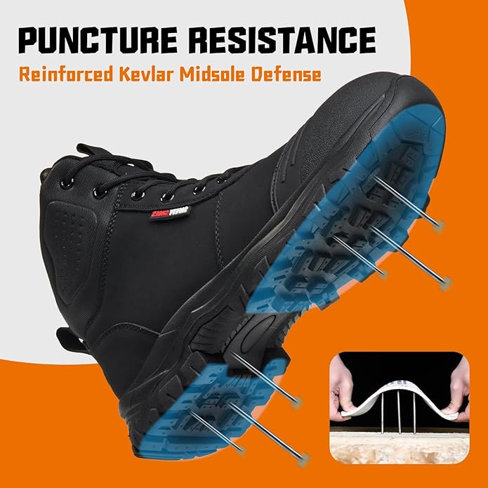 Work Boots for Men,Lightweight Breathable High Top Steel Toe Boots,Indestructible Steel Toe Shoes,Non Slip Safety Work Shoes.