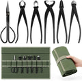 7-piece Bonsai Pruning Tool with Bag, Includes Knob, Concave, Root Cutter, Leaf Bud Scissors, Wire Cutter, Pliers and Tool Bag for Gardening, Horticulture Pruning and Care