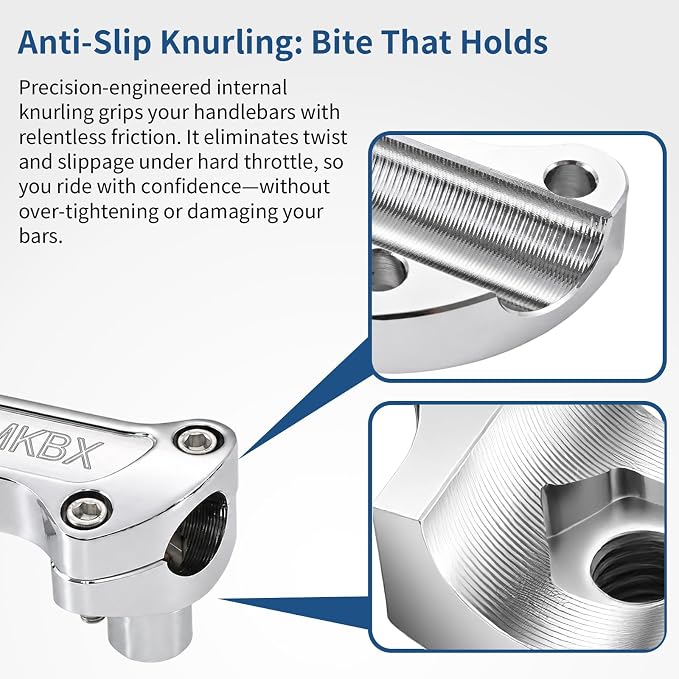 Chrome 1 inch Handlebar Riser Top Clamp Kit, 7075 Aluminum Bar Riser for 1” Handlebars, Fits Harley Touring Sportster Softail Dyna Models
