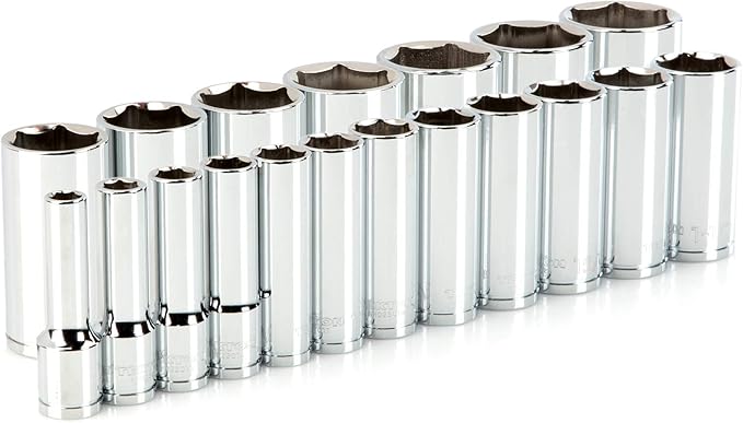 TEKTON 1/2 Inch Drive 6-Point Socket Set, 19-Piece | SHD92013 | (3/8 - 1-1/2 in.), Deep