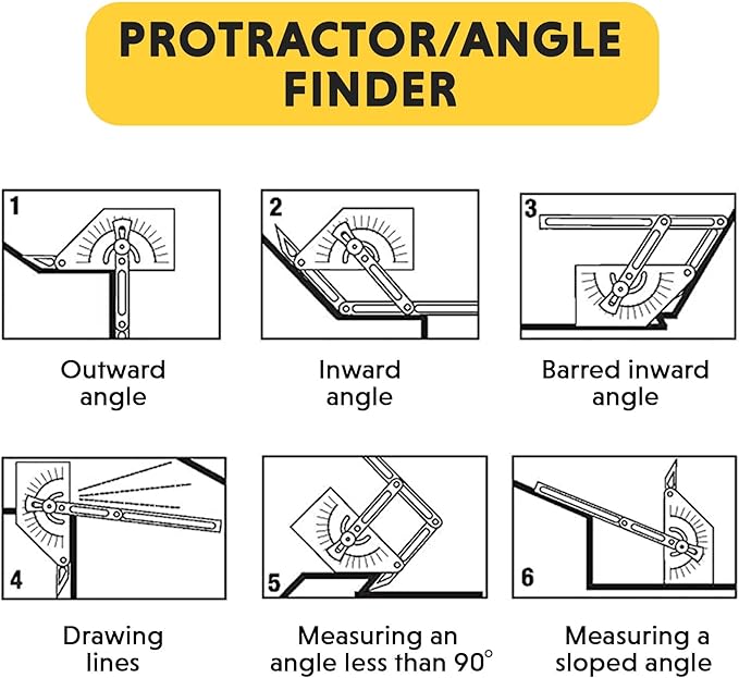 General Tools Protractor and Angle Finder #39, Stainless Steel, Outside, Inside, Sloped Angles, 0° to 180°