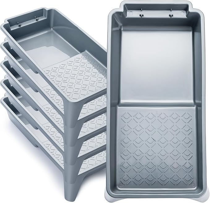 Mister Rui Paint Tray 4 Inch, 5 Pack, Plastic Paint Tray, Textured Paint Roller Tray, Small Paint Trays for Painting