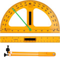 MotiMind 1 Set Large Mathematics Teaching Kit Including 1 Pcs Jumbo Teaching Ruler 1 Pcs Large Protractor 1 Pcs Geometry Compass Big Geometry Measurement Tool for Teacher Classroom Black Board