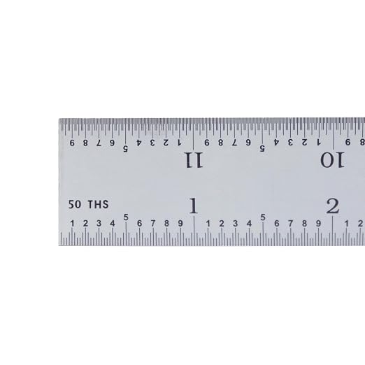 PEC Tools 12" Rigid Metal Rule, Designed for High-Accuracy Industrial Environments, Made in USA