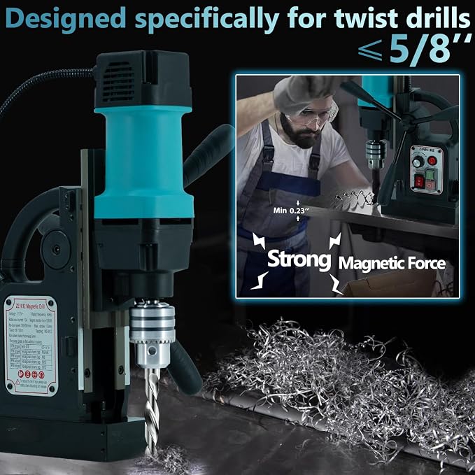 Mag Drill Press, 1150W Magnetic Drill Press, 2360lbf /10500N Mag Force, Portable Electric magnet press machine for Metal Surface