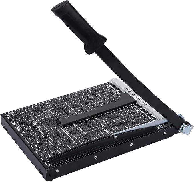 ISDIR Guillotine Paper Cutter 12" with Integrated Pressure Bar – Heavy Duty Metal Base, 15 sheet Capacity, Magnetic Guide & Safety Guard – Precision Trimmer for Cardstock, Crafts, DIY, Photos & Office