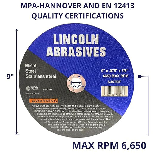 100-Pack 9" x .075" x 7/8" Cut-Off Wheel Metal & Stainless Steel