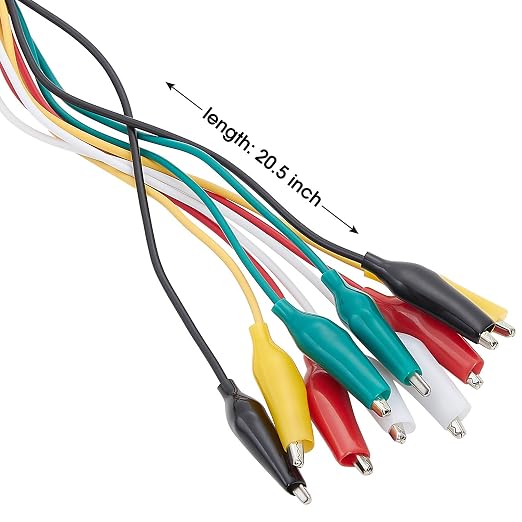 WGGE WG-026 10 Pieces and 5 Colors Test Lead Set & Alligator Clips,20.5 inches / 22 AWG Wire (2 Pack)