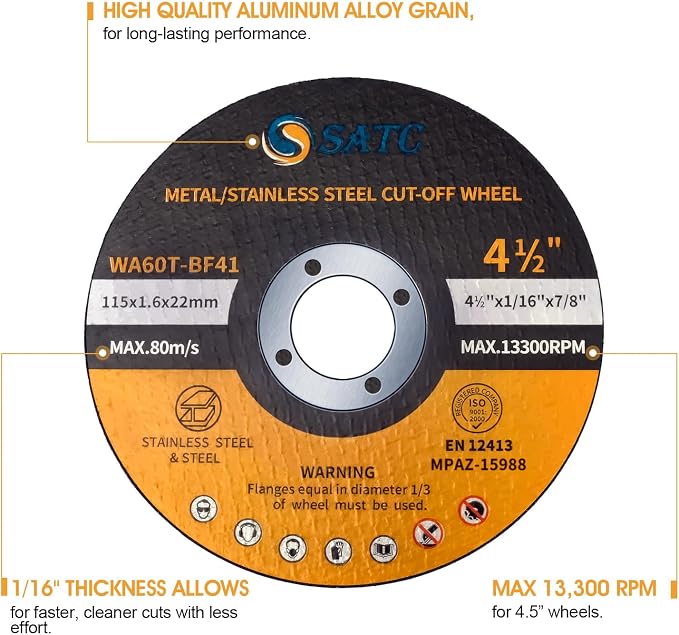 S SATC 25 PCS Cut Off Wheels 4 1/2 Inch Angle Grinder Cutting Wheel 4.5 x 1/16 x 7/8 inch Cutting Wheel Die Grinder Cutting Disc Fits Angle Grinder Air Tool