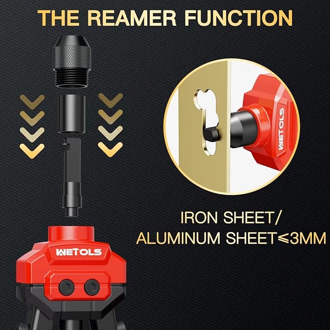 WETOLS 3 in 1 Rivet Nut Tool, Rivet Gun, Reamer Set, Professional Rivet Gun Kit with 5 Rivet Heads and 6 Metric & SAE Mandrels, Hand Riveter Tool with 50 Rivets and 60 Rivet Nuts, Sturdy Case, WE-890