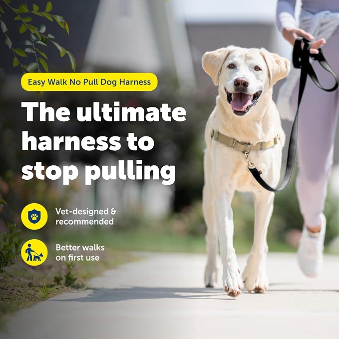 PetSafe Easy Walk Harness, No Pull Dog Harness, Fawn, Large | Patented Martingale Loop Gives Gradual Shoulder Pressure to Stop Pulling, Front-Chest Leash Clip Prevents Gagging