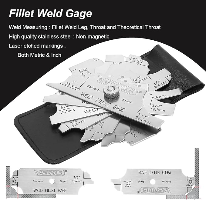 VASTOOLS Welding Accessories,25pc,Chipping Hammer,Leather Gloves,Soapstone Holder,Welding Magnet,Torch Striker,Wire Brush,Fillet Gage,Welpers Pliers,Adjustable Wrench,Half Round File