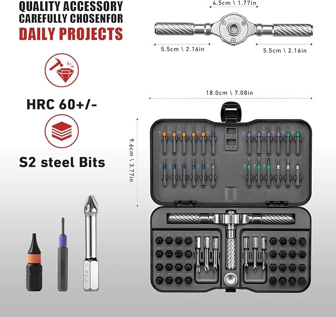 VMAN Ratchet Screwdriver Set, magnetic Screwdriver sets, S2 Steel Bits, DIY Combination Flexible Shaft, Suitable for Furniture Assembly, Precision Electrical Appliance Repair, Bicycle Tools