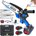 Electric Mini Chainsaw for Pruning Small Trees, Brushless 8 inch & 6 inch Portable Hand Saw with 2 Rechargeable Batteries, 1000W Handheld Chain Saw for Wood Cutting, Gardening Gifts for Mother's Day