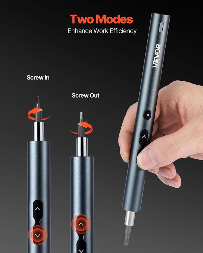 VEVOR 4V Electric Screwdriver Set, Mini Precisioni Electric Screwdriver Set, 48 Magnetic Bits, 5/32‘’Hex, S2 Steel Bits & LED Light, Repair Tool Kit for Electronics Phone Camera Laptop Watch
