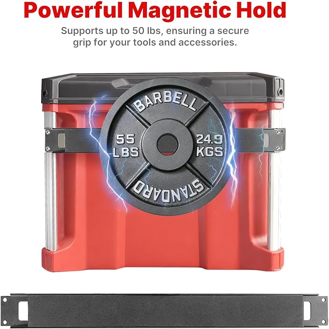 BYERN AUTO Magnetic Tool Holder Compatible with Milwaukee Packout Toolbox | Heavy-duty Magnetic Tool Bar for Packout Side Mounting with Rail Clips, No Drilling Keeps Tools Organized and Easy Accessible