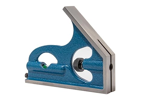 PEC Tools Square Head for 6"/150mm Combination Squares, Combination Square Component Featuring Level Vial and Scribe Tool, Cast Iron with Power-Coat Finish, PEC Trusted by Professionals Since 1960