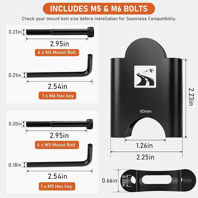 60mm Aluminum Aerobar Riser Kit, Clip On Aero Bars Armrest Handlebar Spacers for Road Bike Triathlon and Time Trial, Compatible with Profile Design 31.8mm Clamp, with M5 & M6 Mount Bolts